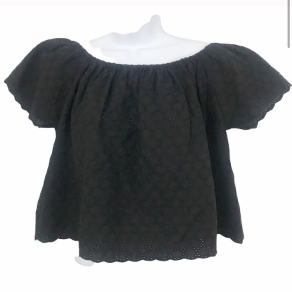 Zara off the shoulder cropped eyelet top - Picture 3 of 5
